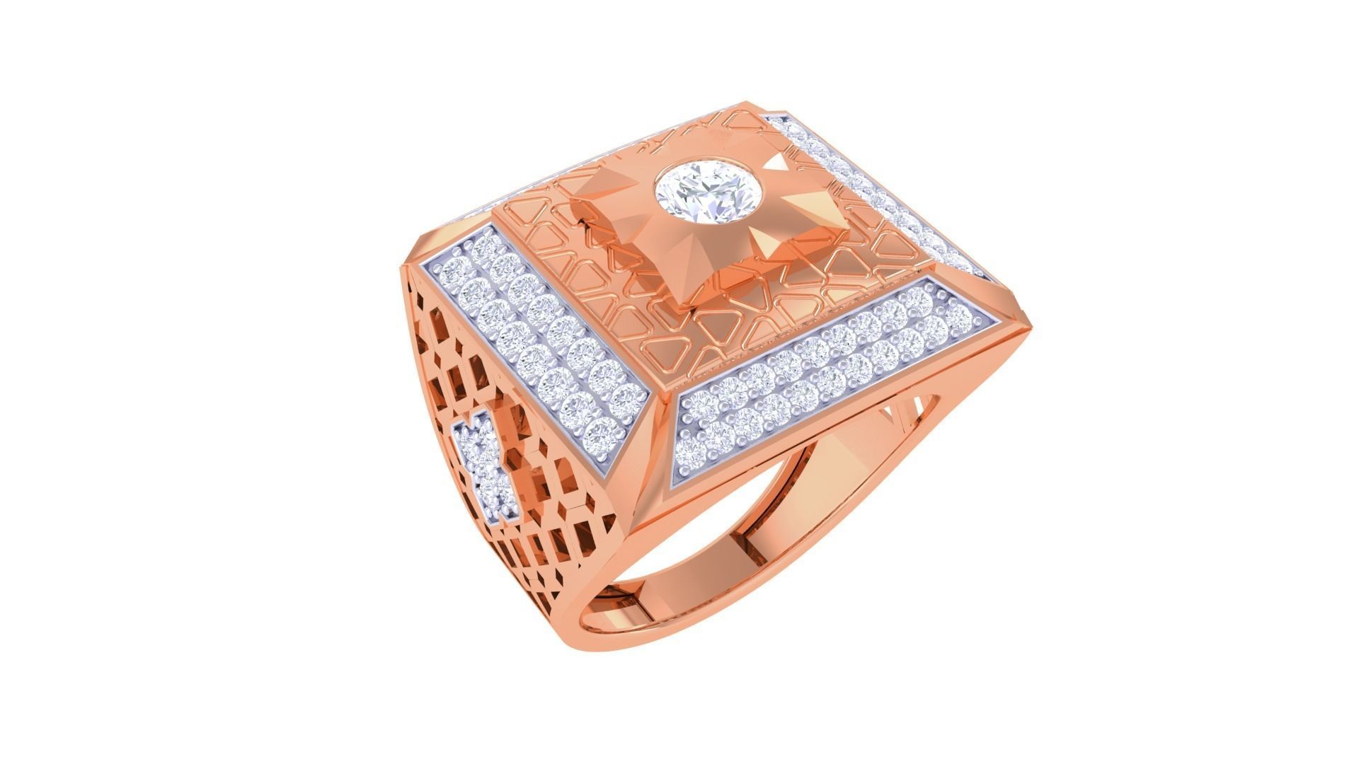 Solitaire Men Groom Gents Diamond Ring 3dm stl obj mtl 3mf glb 3D print model_5