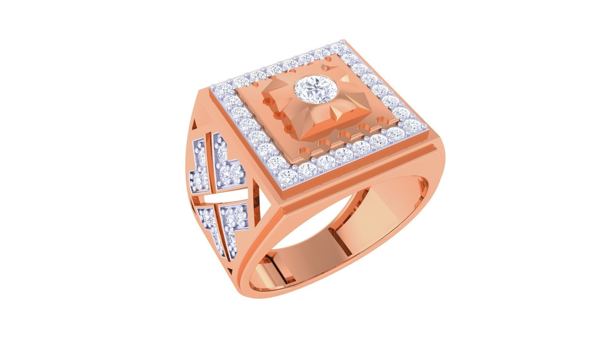 Solitaire Men Groom Gents Diamond Ring 3dm stl obj mtl 3mf glb 3D print model_3