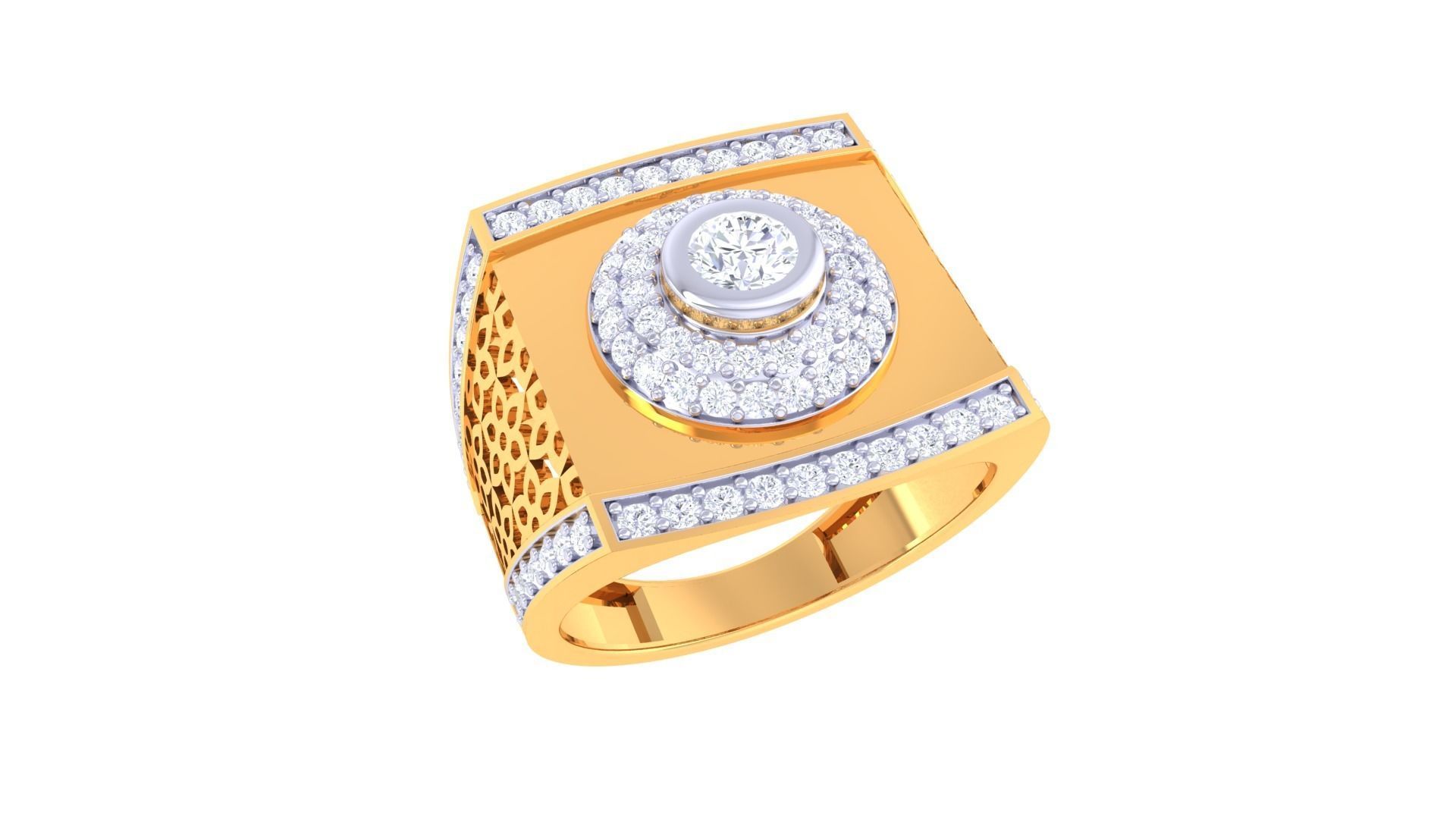 Mesh Men Groom Gents Solitaire  Diamond Ring 3dm stl obj mtl  3D print model_2