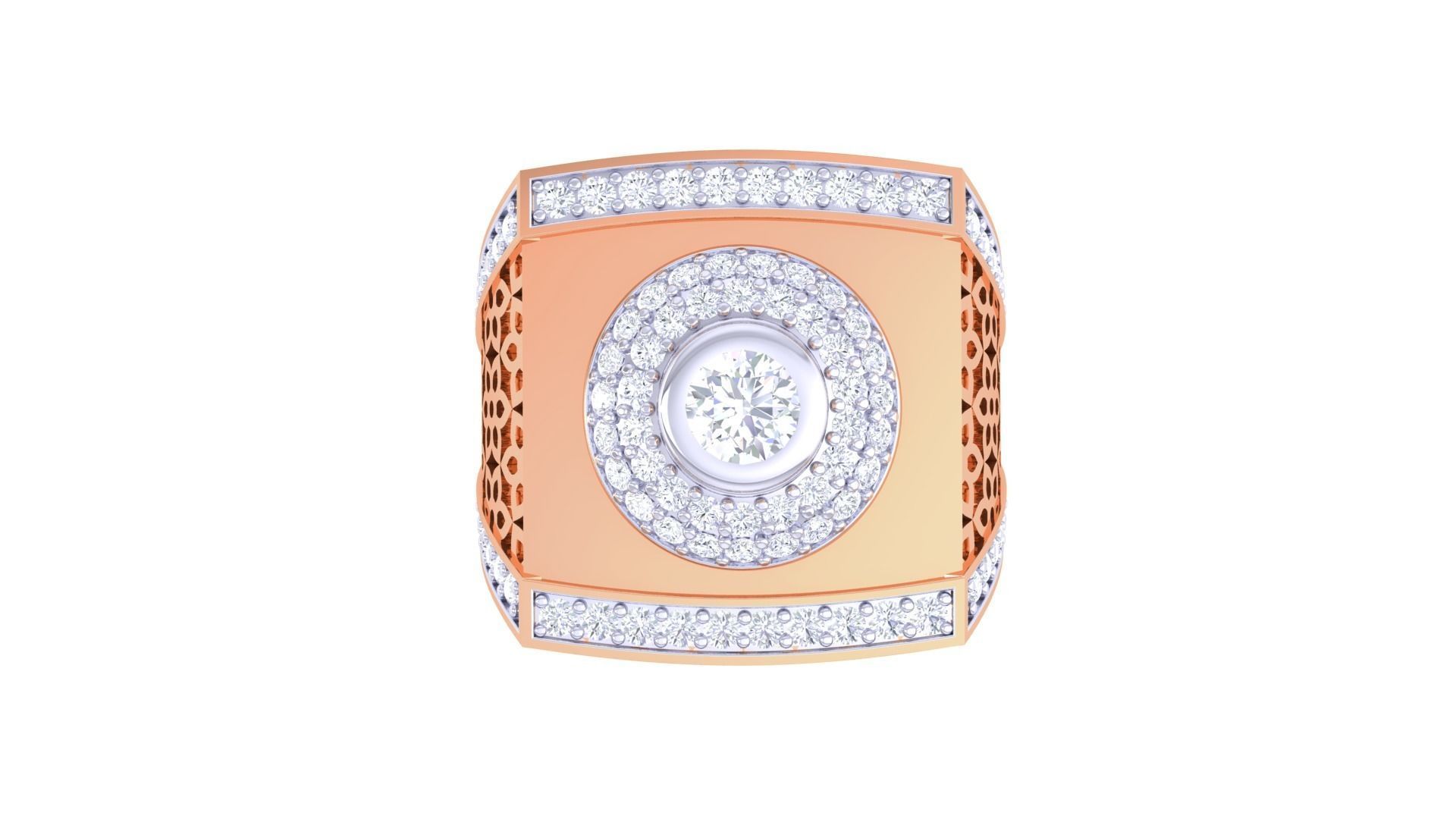 Mesh Men Groom Gents Solitaire  Diamond Ring 3dm stl obj mtl  3D print model_7