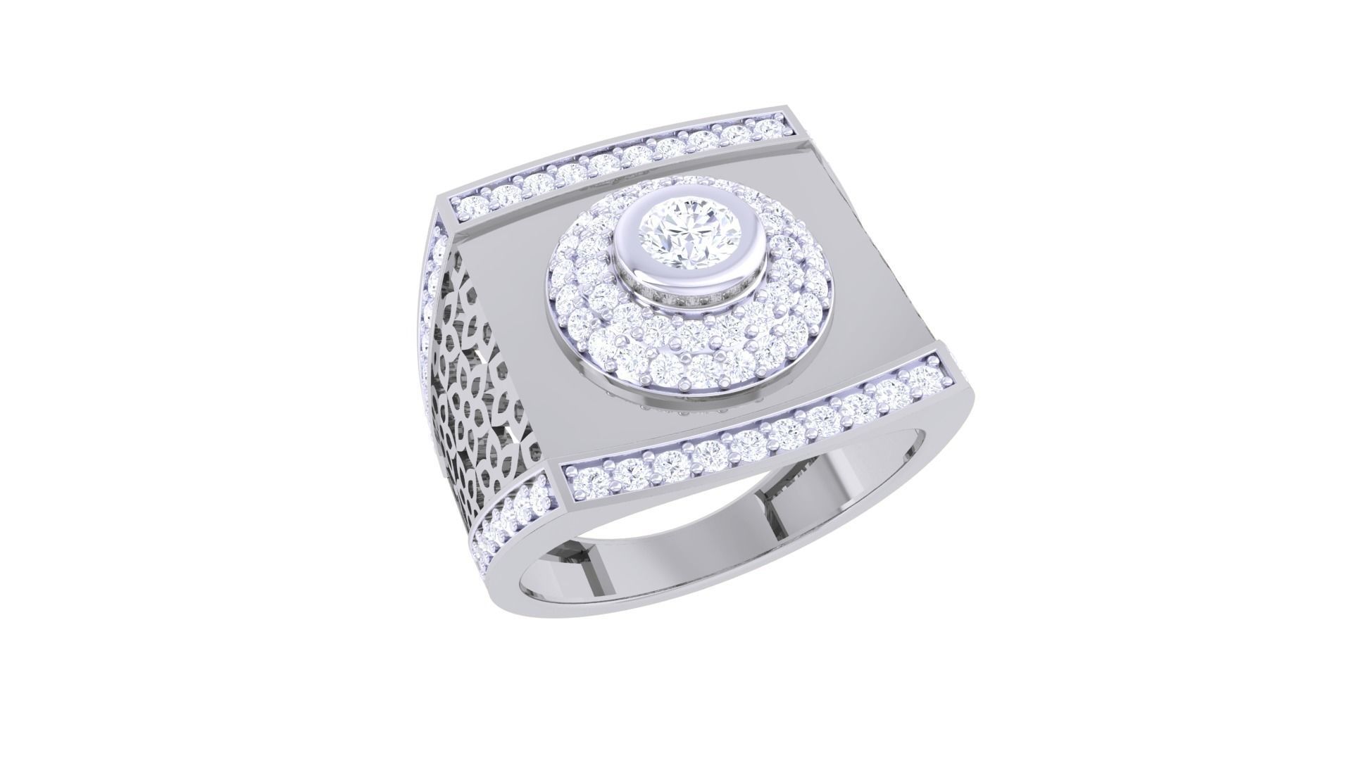 Mesh Men Groom Gents Solitaire  Diamond Ring 3dm stl obj mtl  3D print model_1