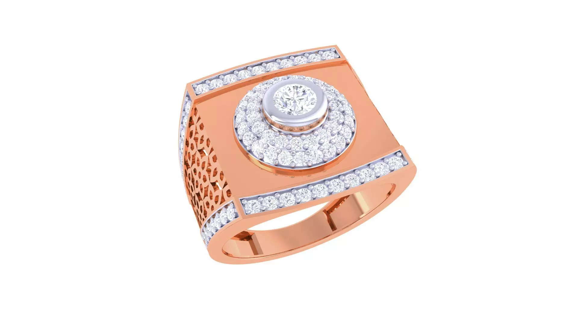 Mesh Men Groom Gents Solitaire  Diamond Ring 3dm stl obj mtl  3D print model_0