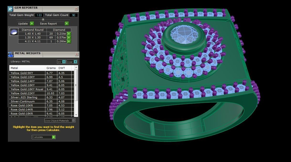 Mesh Men Groom Gents Solitaire  Diamond Ring 3dm stl obj mtl  3D print model_6