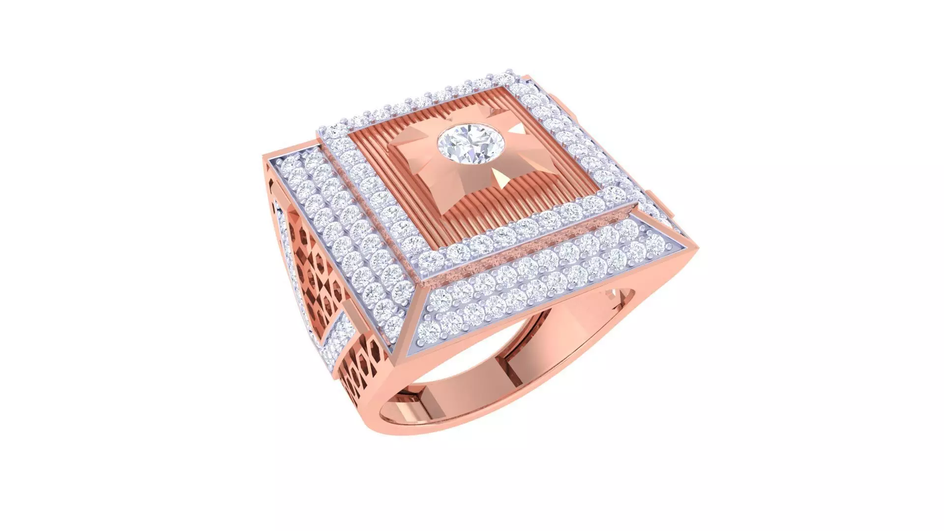 Solitaire Men Groom Gents Diamond Ring 3dm stl obj mtl 3mf glb 3D print model_0