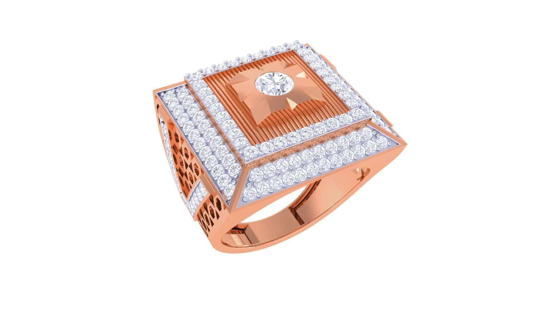 Solitaire Men Groom Gents Diamond Ring 3dm stl obj mtl 3mf glb 3D print model_3