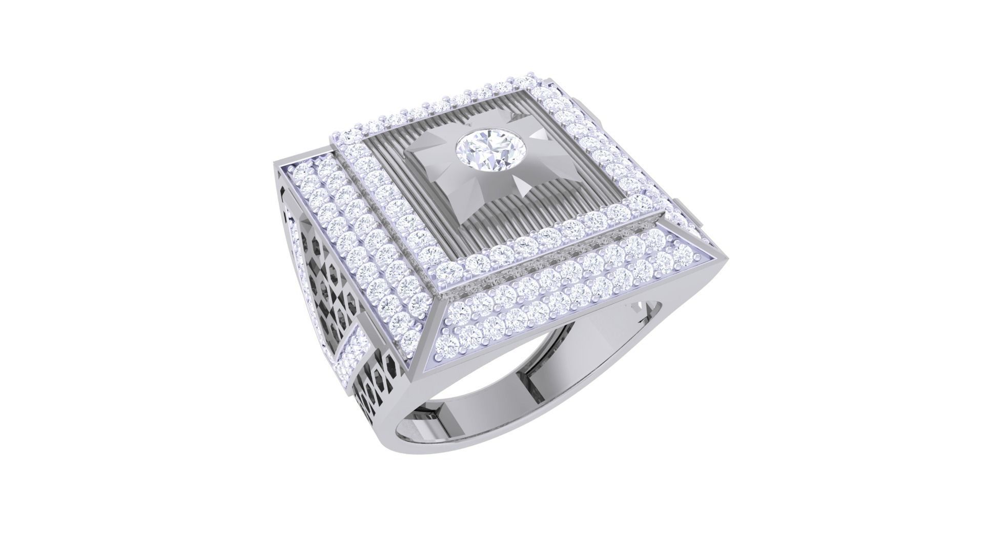 Solitaire Men Groom Gents Diamond Ring 3dm stl obj mtl 3mf glb 3D print model_1
