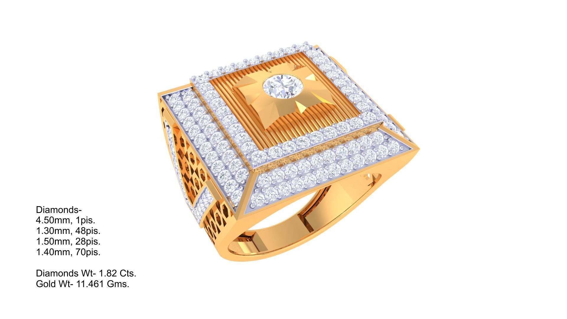 Solitaire Men Groom Gents Diamond Ring 3dm stl obj mtl 3mf glb 3D print model_5