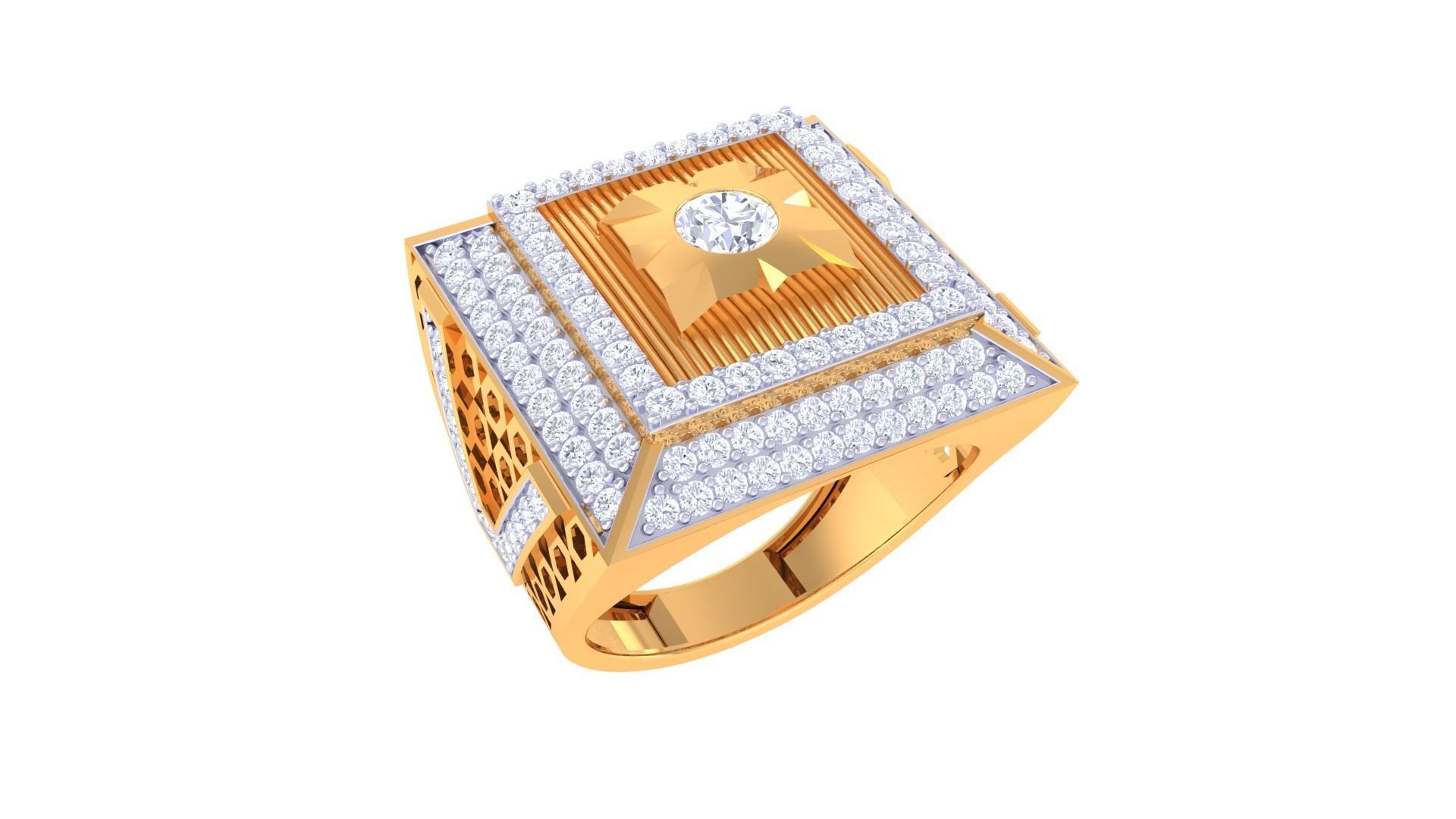 Solitaire Men Groom Gents Diamond Ring 3dm stl obj mtl 3mf glb 3D print model_2