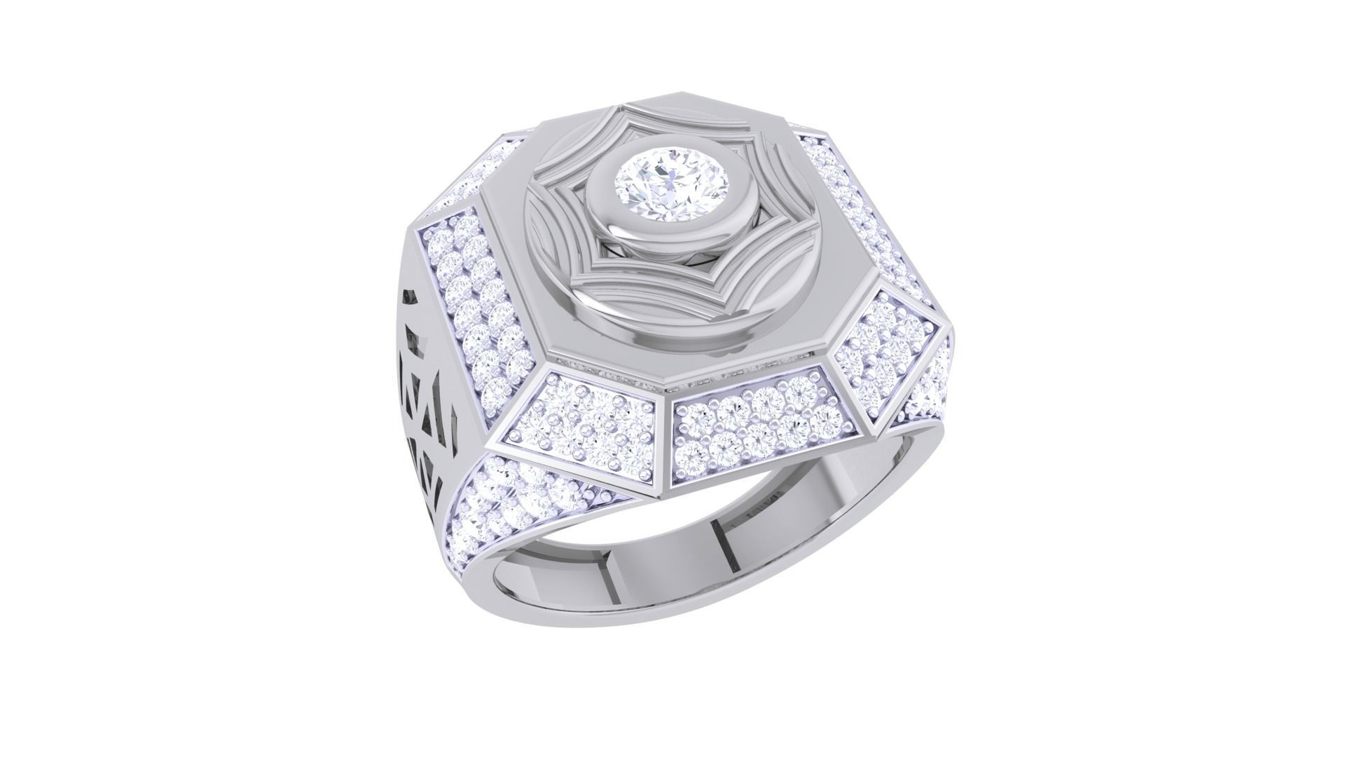 Solitaire Men Groom Gents Diamond Ring 3dm stl obj mtl 3mf glb 3D print model_1