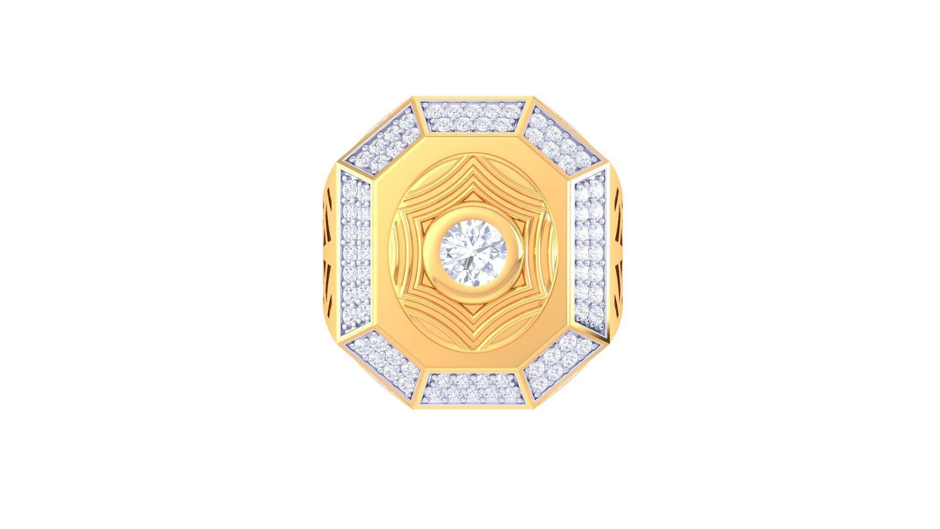 Solitaire Men Groom Gents Diamond Ring 3dm stl obj mtl 3mf glb 3D print model_6