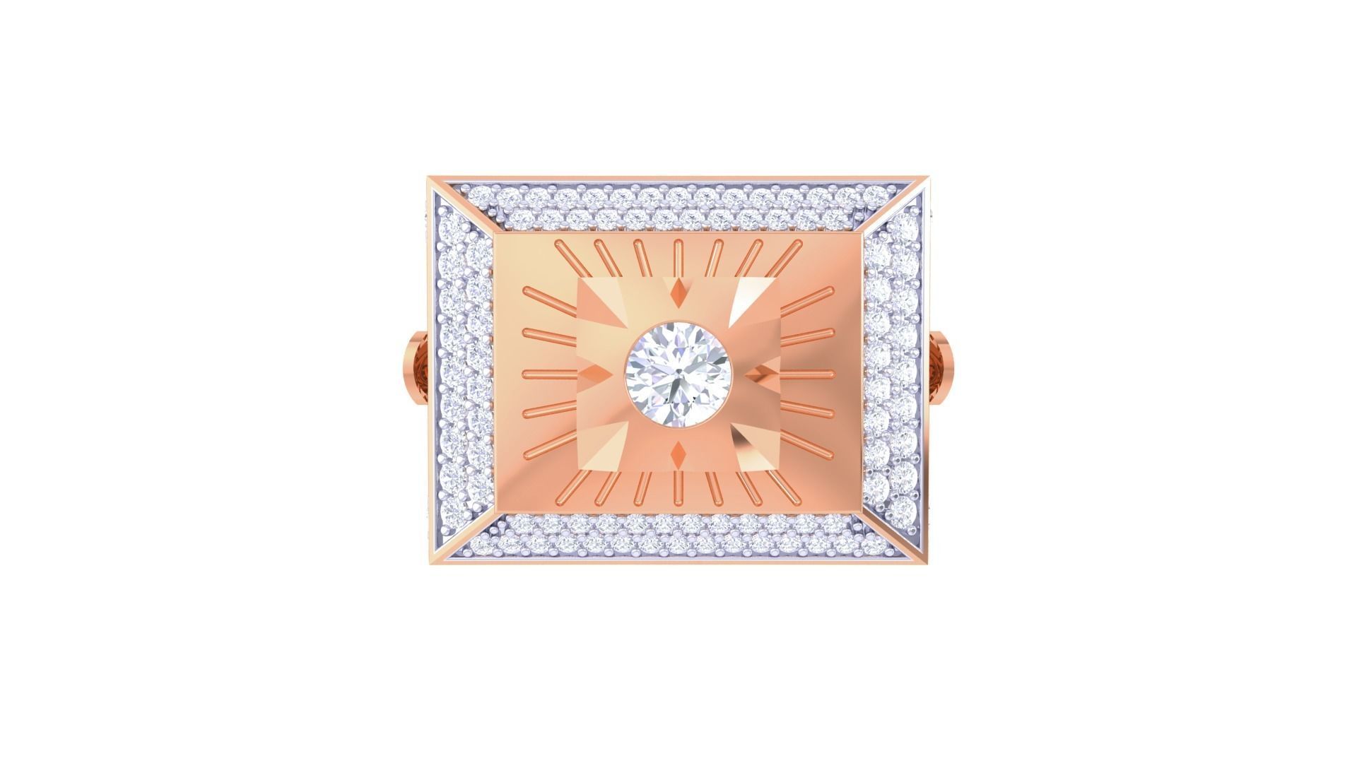 Solitaire Sun rays Men Groom Gents Diamond Ring 3dm stl obj mtl 3D print model_8