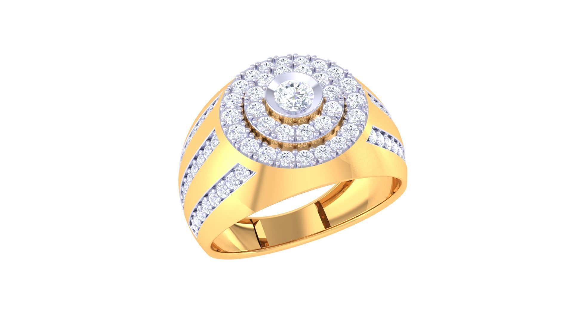 Solitaire Men Groom Gents Diamond Ring 3dm stl obj mtl 3mf glb 3D print model_2