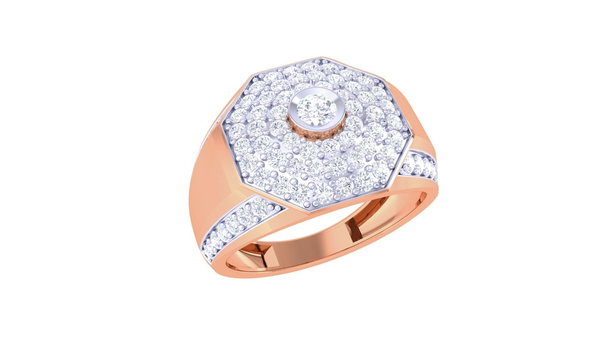 Solitaire Men Groom Gents Diamond Ring 3dm stl obj mtl 3mf glb 3D print model_5