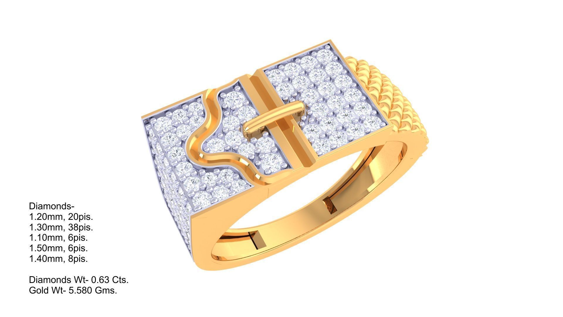 Belt Mens Groom Gents Diamond Ring 3dm stl obj mtl 3mf glb 3D print model_5