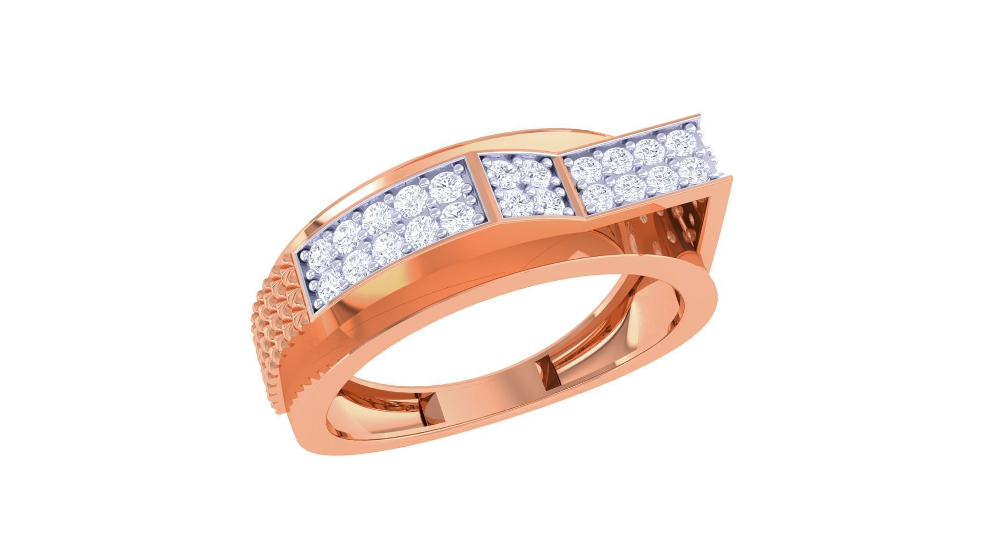 Men Groom Gents Diamond Ring 3dm stl obj mtl 3mf glb 3D print model_4