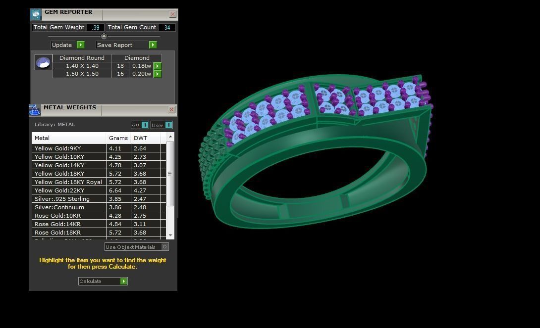 Men Groom Gents Diamond Ring 3dm stl obj mtl 3mf glb 3D print model_3