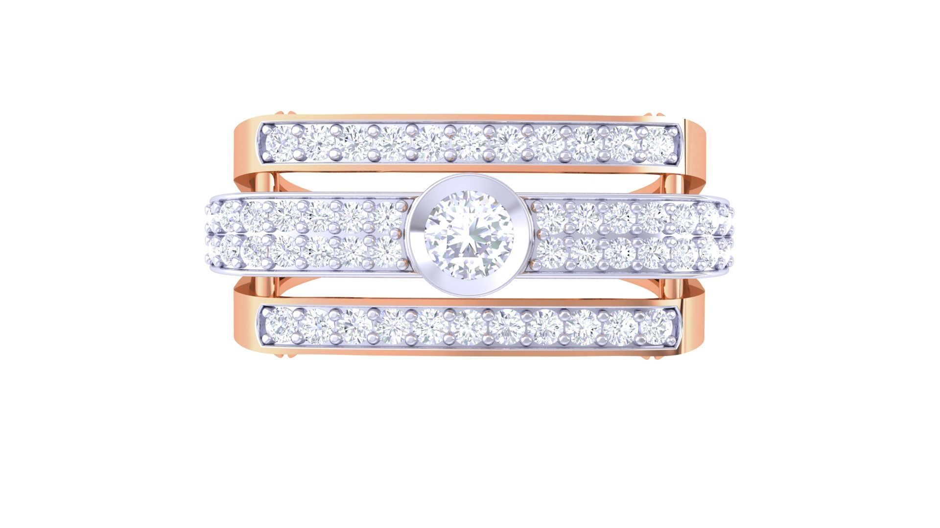 Solitaire Men Groom Gents Diamond Ring 3dm stl obj mtl 3mf glb 3D print model_6