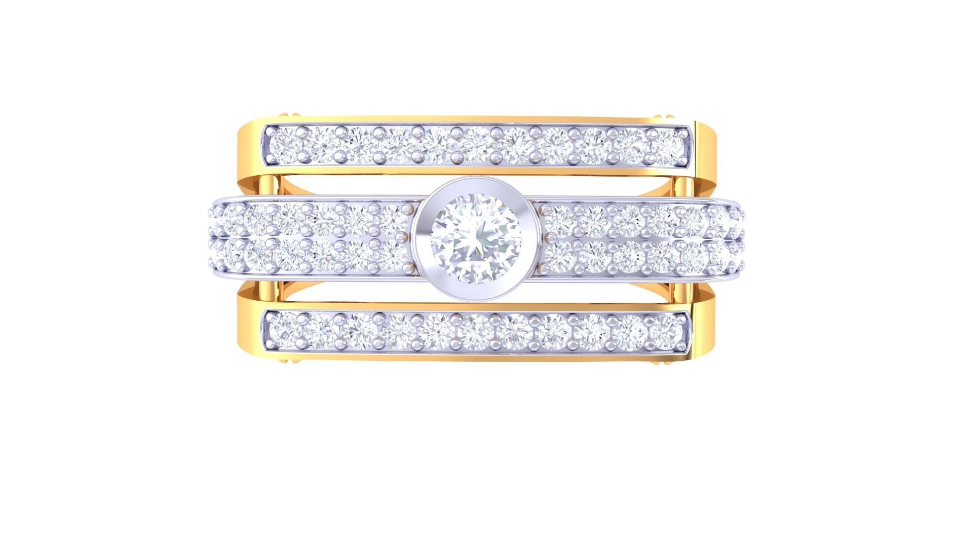 Solitaire Men Groom Gents Diamond Ring 3dm stl obj mtl 3mf glb 3D print model_7