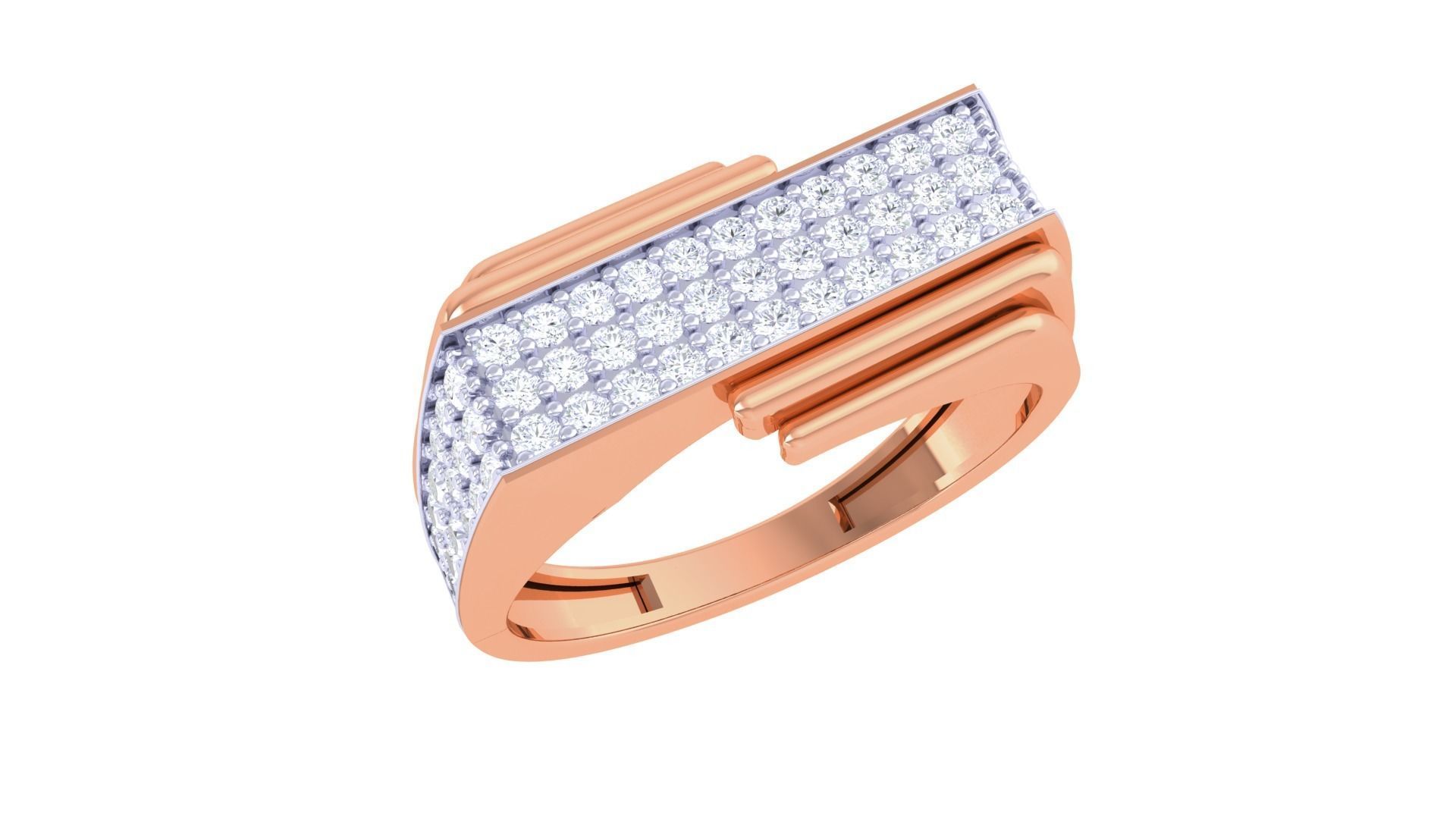 Men Groom Gents Diamond Ring 3dm stl obj mtl 3mf glb 3D print model_5