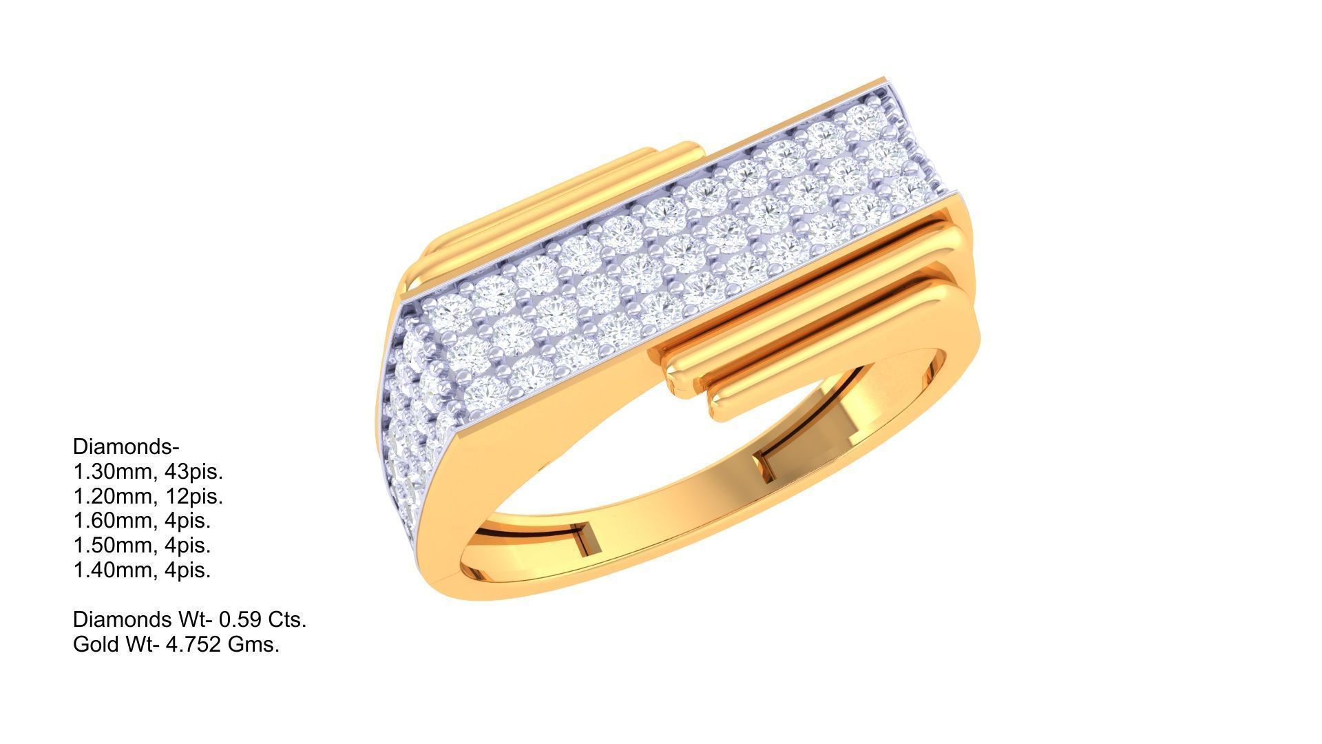 Men Groom Gents Diamond Ring 3dm stl obj mtl 3mf glb 3D print model_4