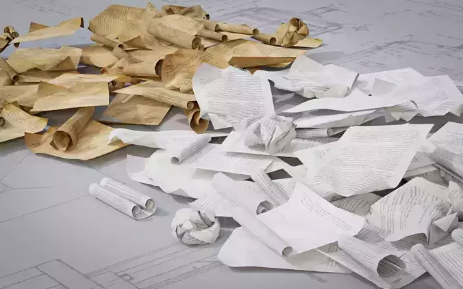 56 Crumpled Debris Paper Pack Low-poly 3D model