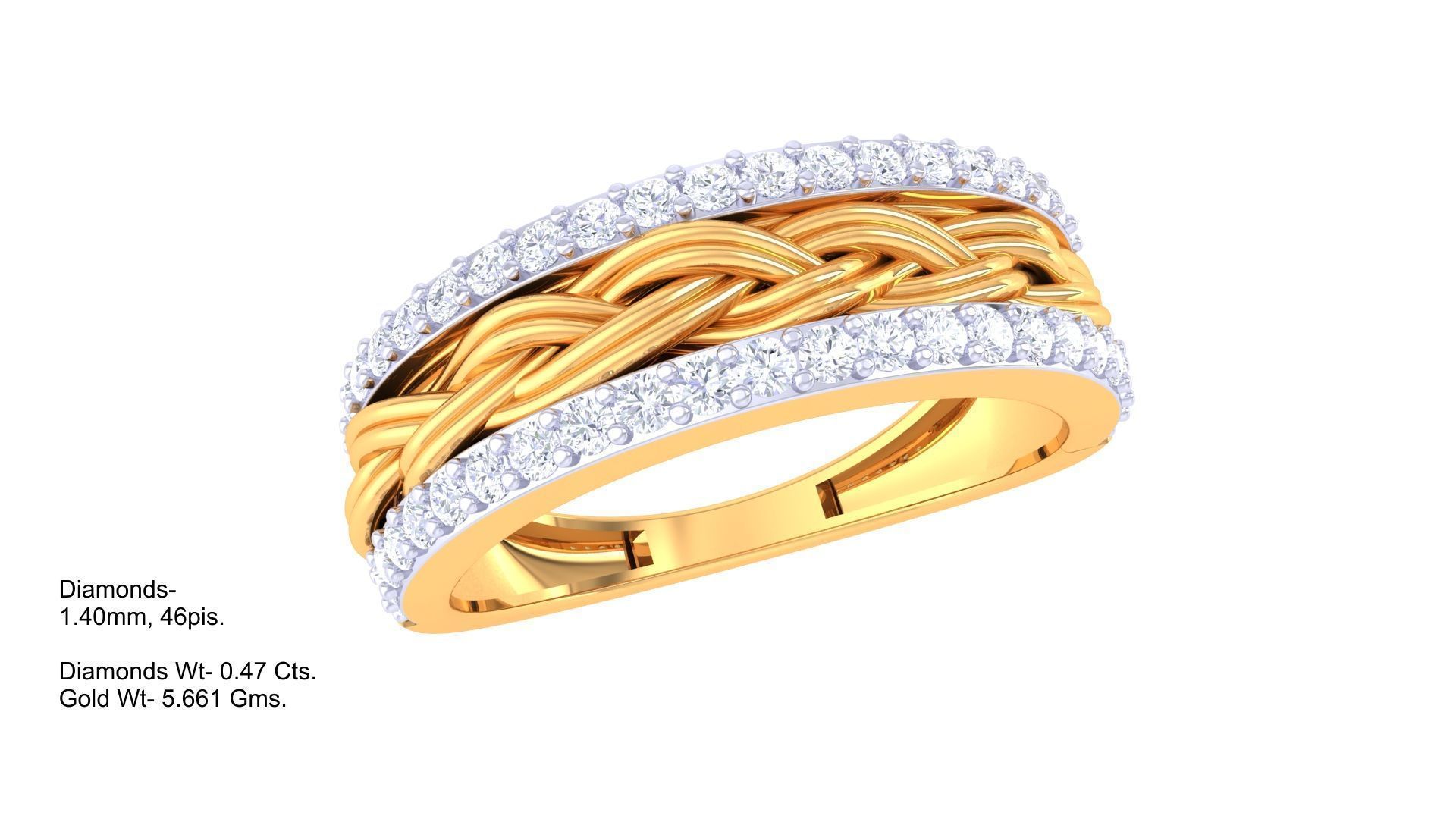 Woven Mesh Wire Mens Groom Gents Diamond Ring 3dm stl obj mtl  3D print model_3