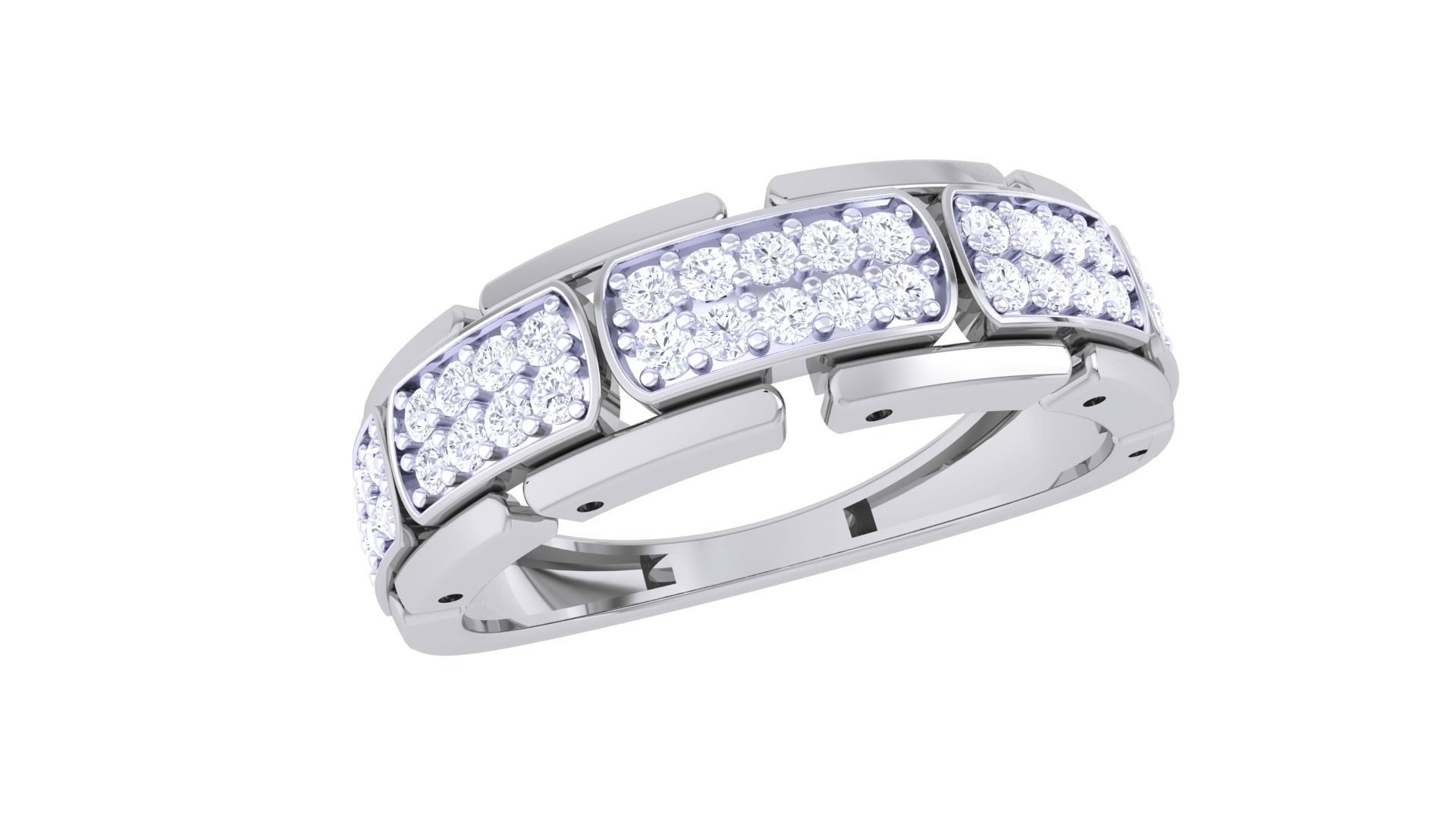 Chain Links Men Groom Gents Diamond Ring 3dm stl obj mtl 3mf glb 3D print model_1