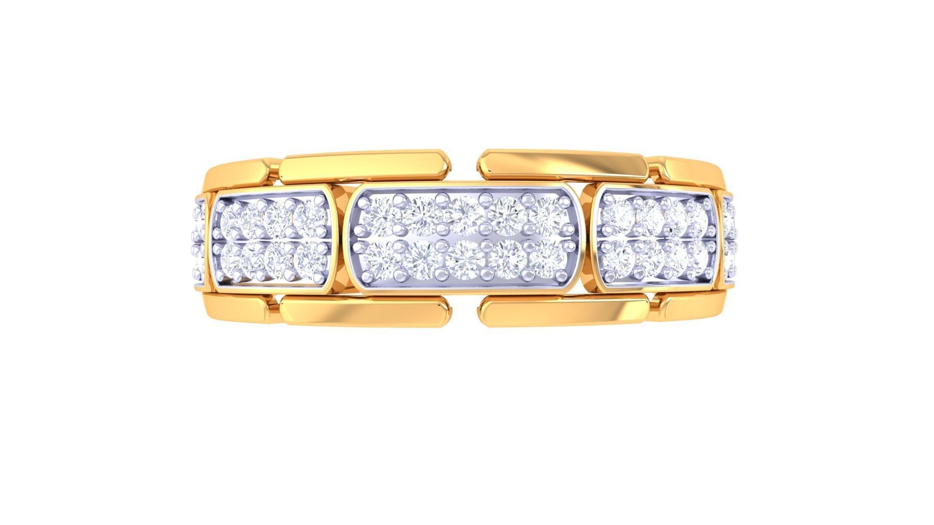 Chain Links Men Groom Gents Diamond Ring 3dm stl obj mtl 3mf glb 3D print model_7