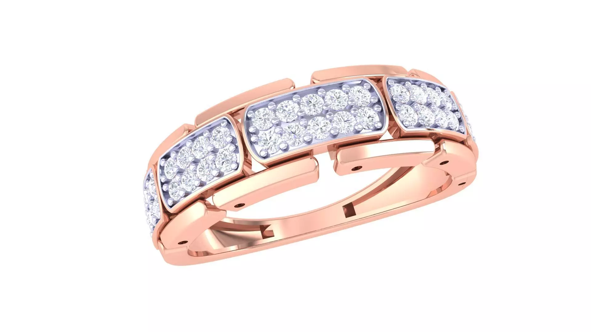 Chain Links Men Groom Gents Diamond Ring 3dm stl obj mtl 3mf glb 3D print model_0