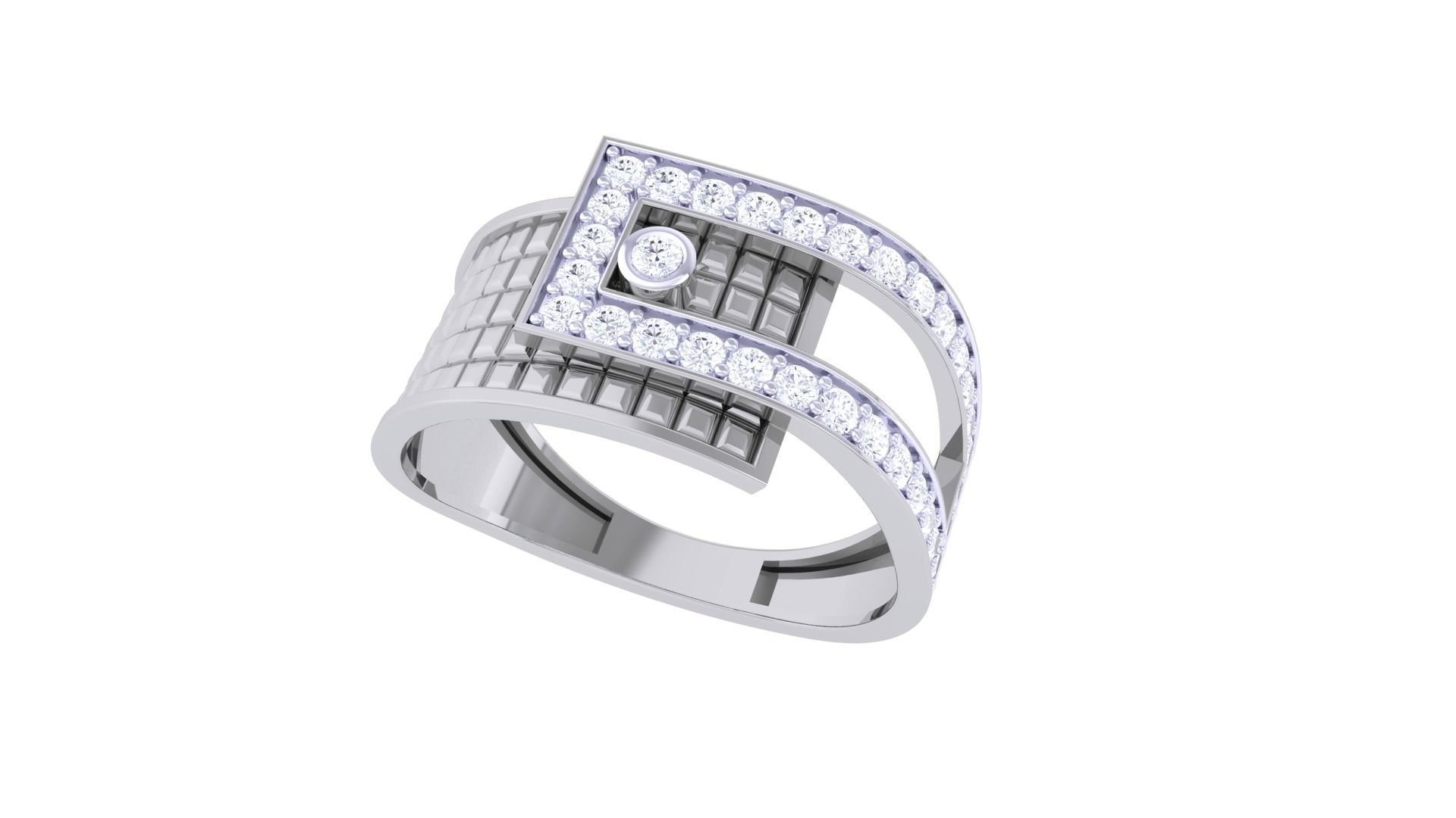 Men Groom Gents Diamond Ring 3dm stl obj mtl 3mf glb 3D print model_1