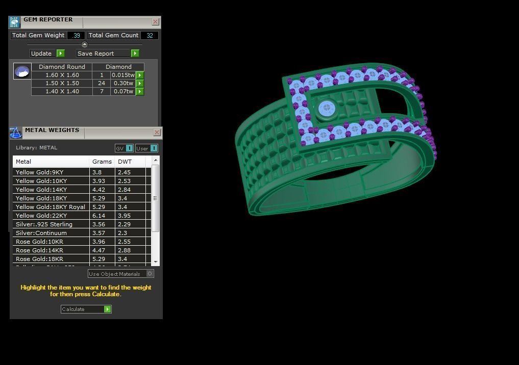 Men Groom Gents Diamond Ring 3dm stl obj mtl 3mf glb 3D print model_3