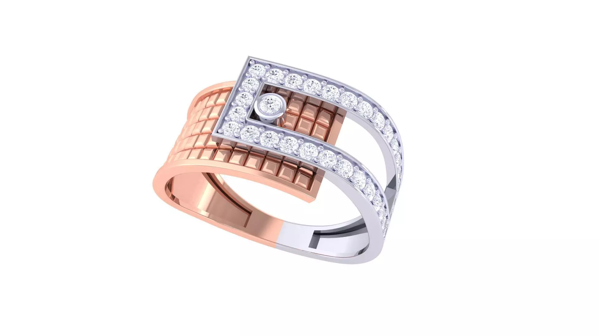 Men Groom Gents Diamond Ring 3dm stl obj mtl 3mf glb 3D print model_0