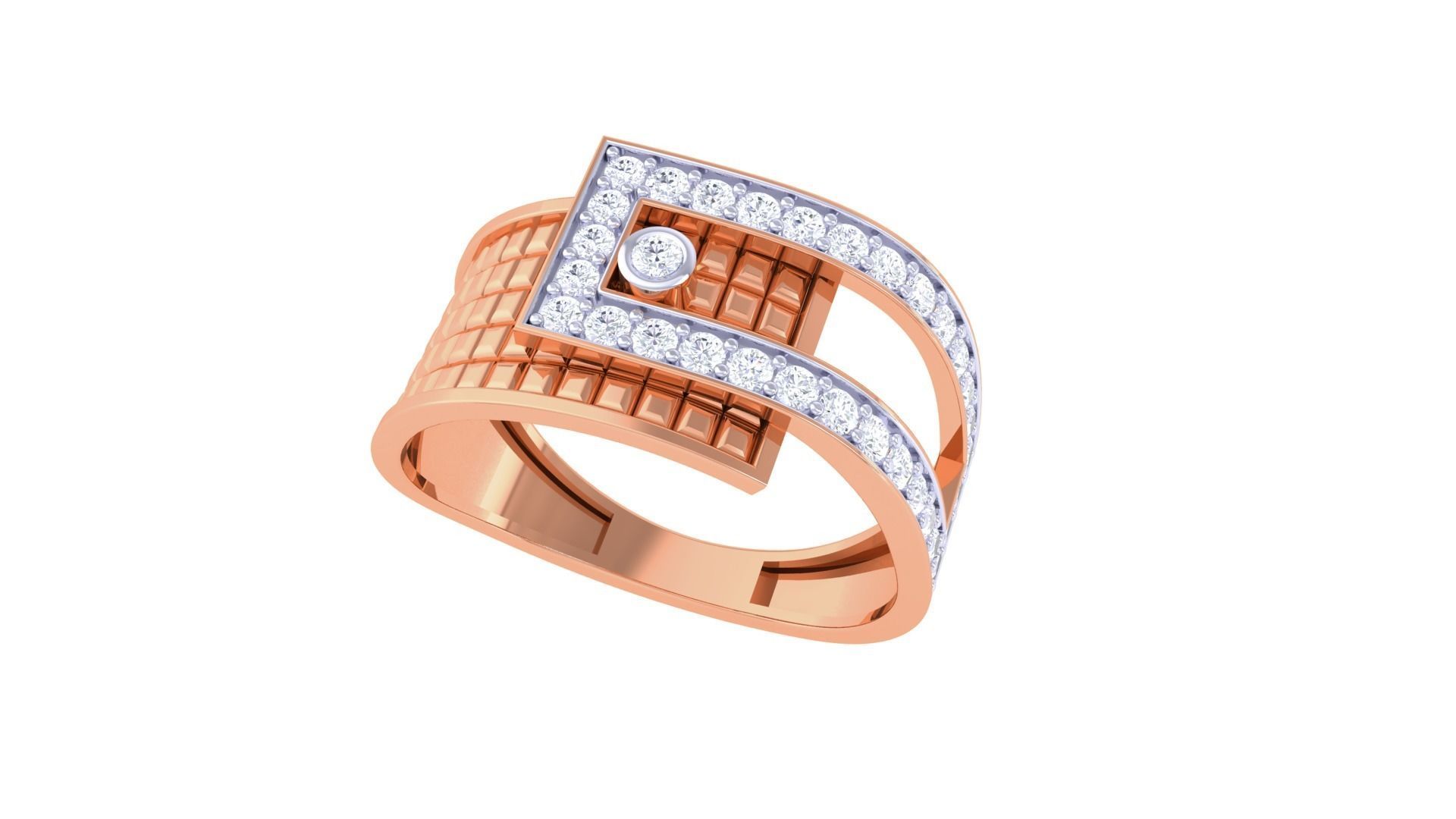 Men Groom Gents Diamond Ring 3dm stl obj mtl 3mf glb 3D print model_5