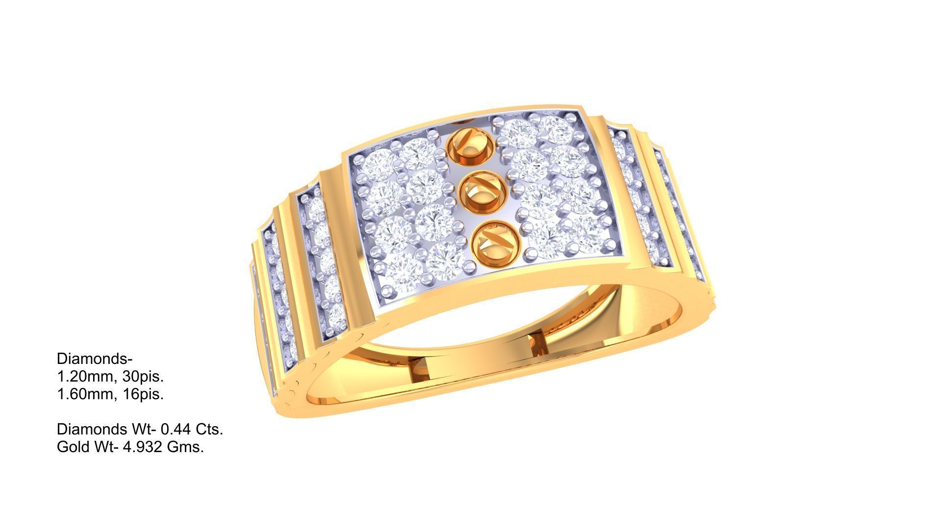 Screw Head Men Groom Gents Diamond Ring 3dm stl obj mtl 3mf glb 3D print model_5