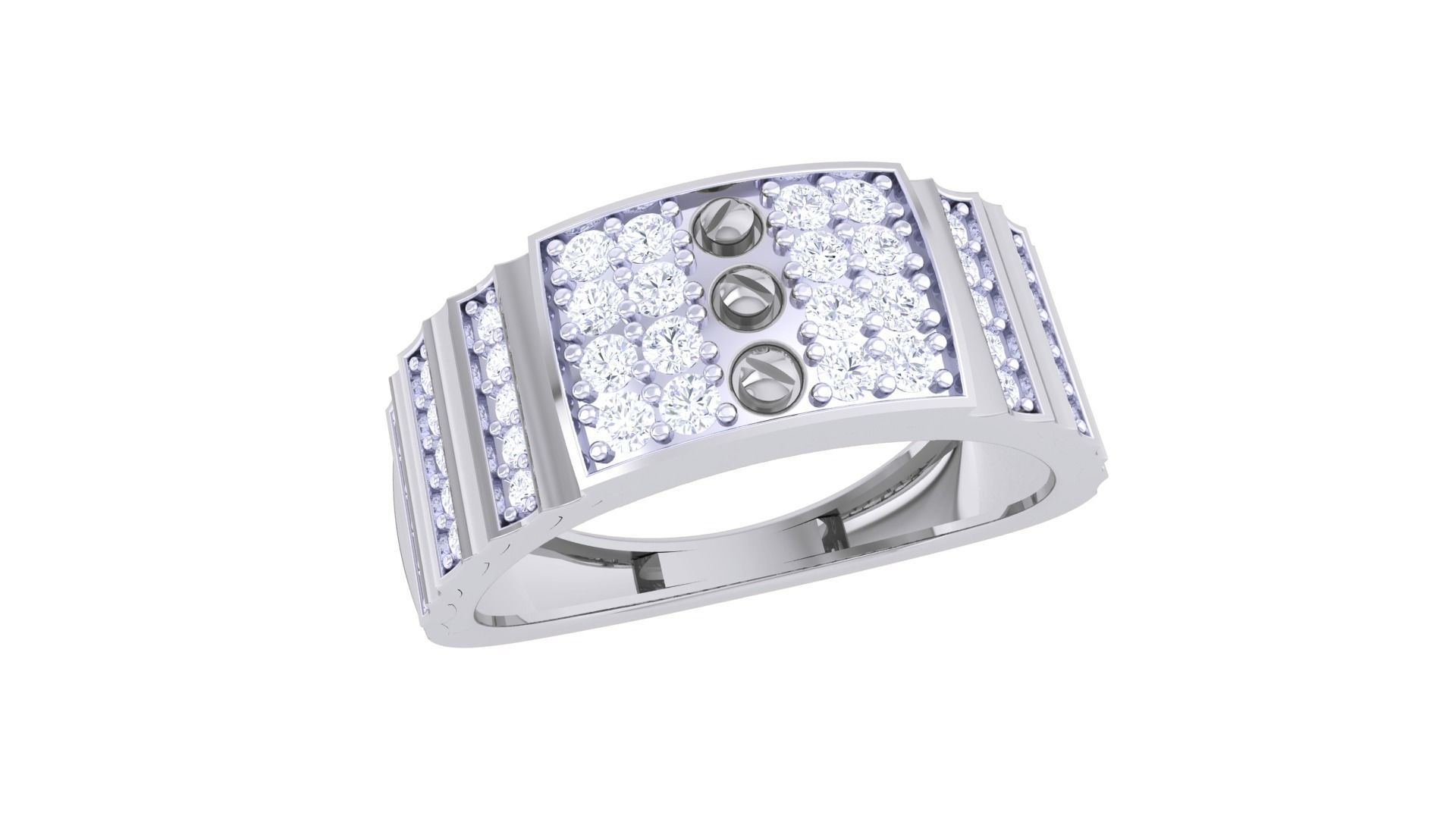 Screw Head Men Groom Gents Diamond Ring 3dm stl obj mtl 3mf glb 3D print model_1