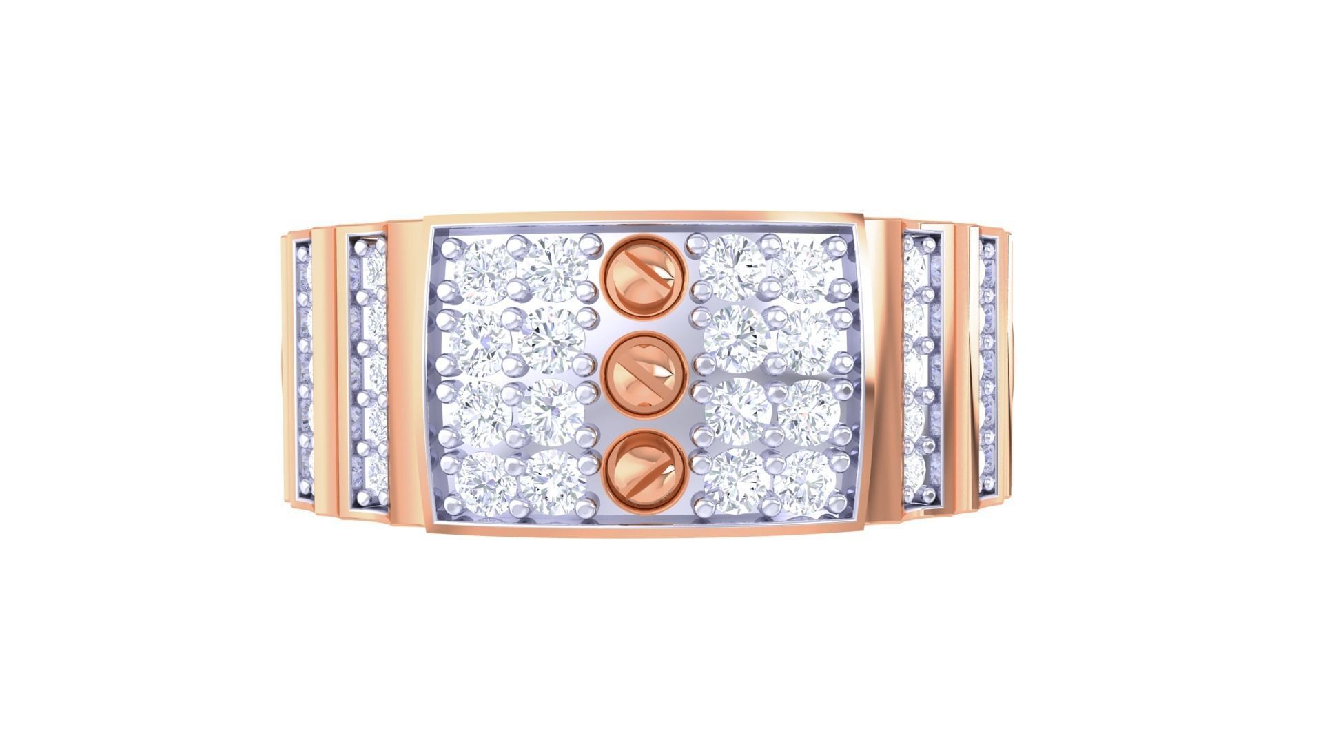 Screw Head Men Groom Gents Diamond Ring 3dm stl obj mtl 3mf glb 3D print model_6