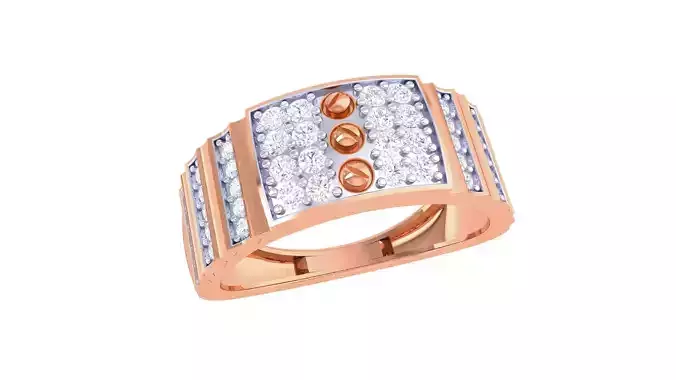 Screw Head Men Groom Gents Diamond Ring 3dm stl obj mtl 3mf glb