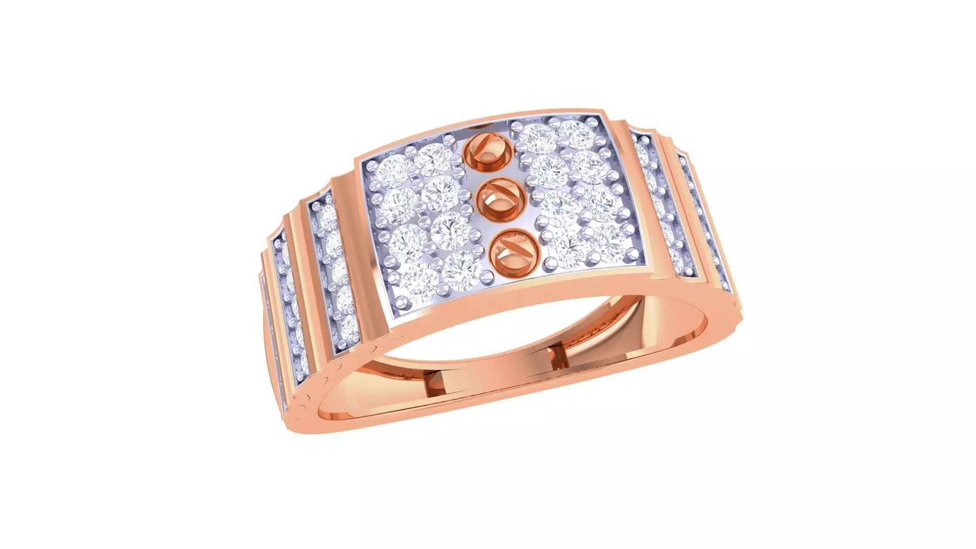 Screw Head Men Groom Gents Diamond Ring 3dm stl obj mtl 3mf glb 3D print model_0