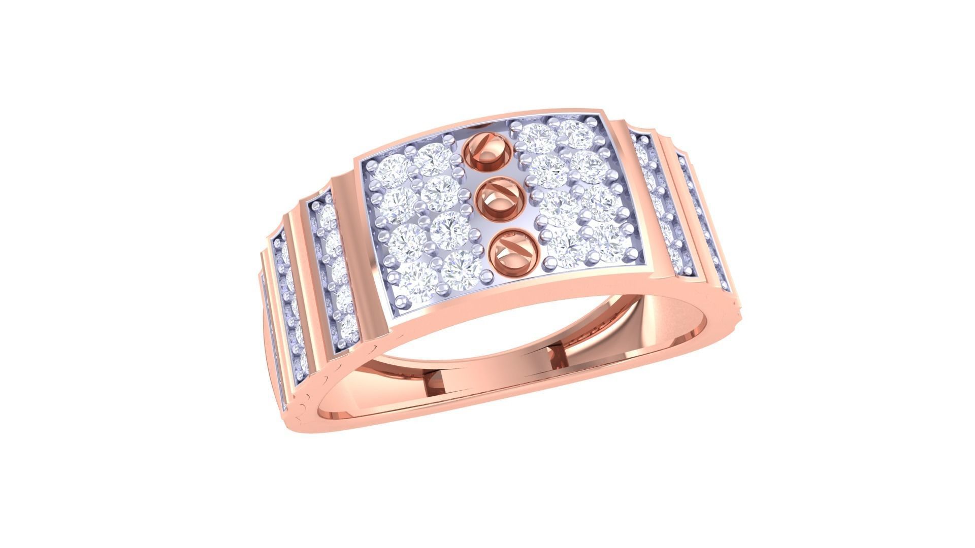 Screw Head Men Groom Gents Diamond Ring 3dm stl obj mtl 3mf glb 3D print model_4