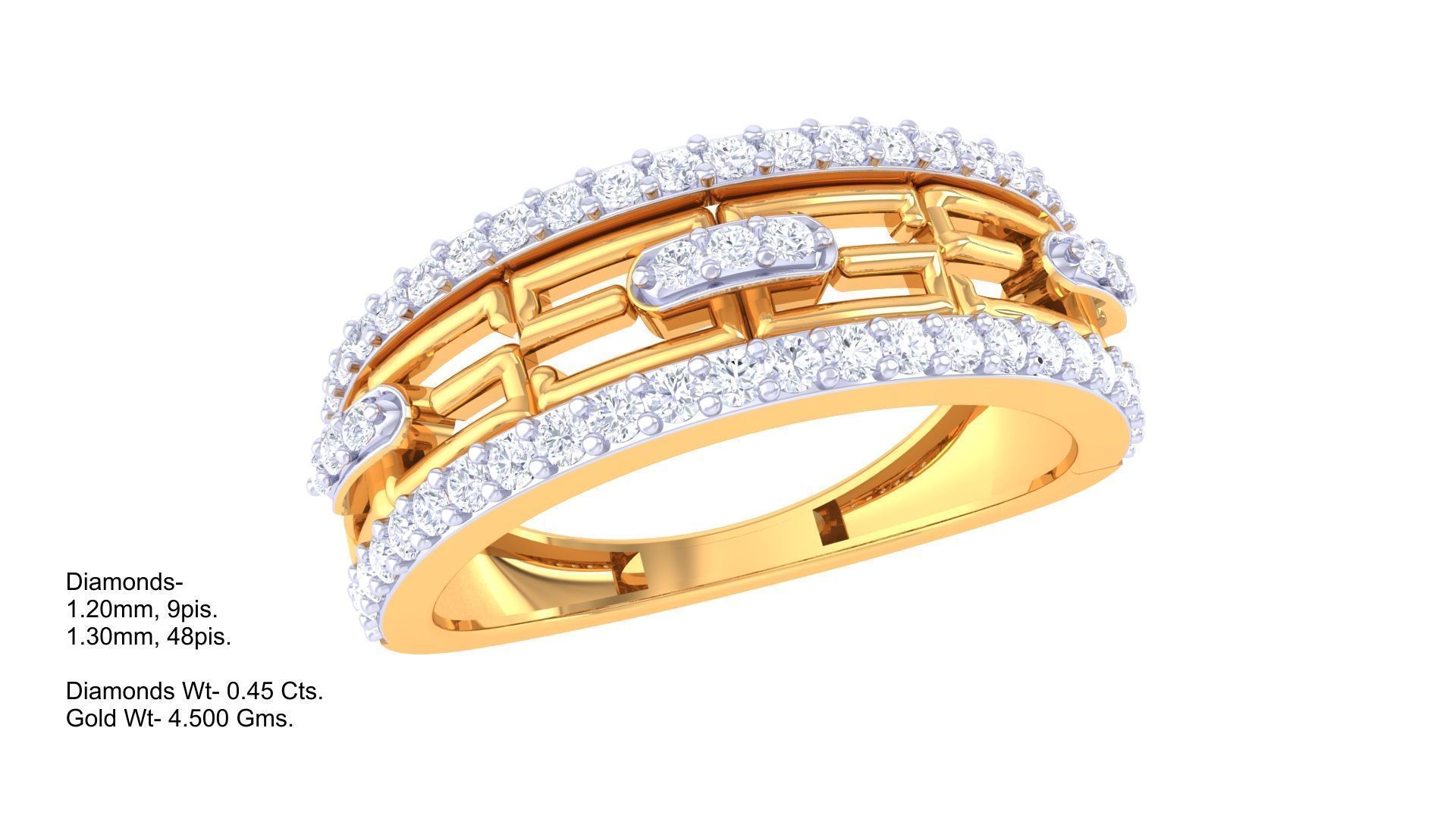 G Link Men Groom Gents Diamond Ring 3dm stl obj mtl 3mf glb 3D print model_3