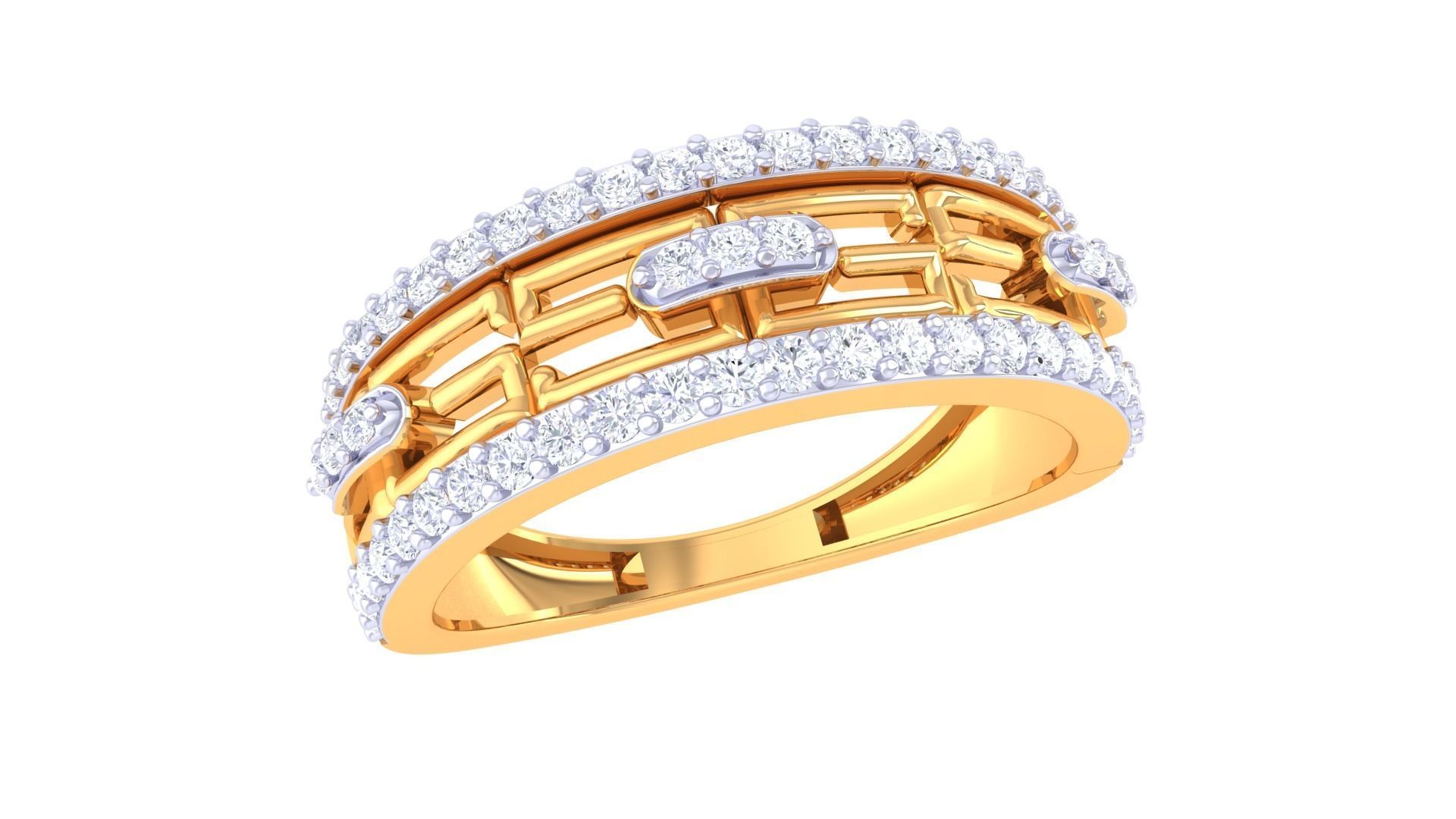 G Link Men Groom Gents Diamond Ring 3dm stl obj mtl 3mf glb 3D print model_2