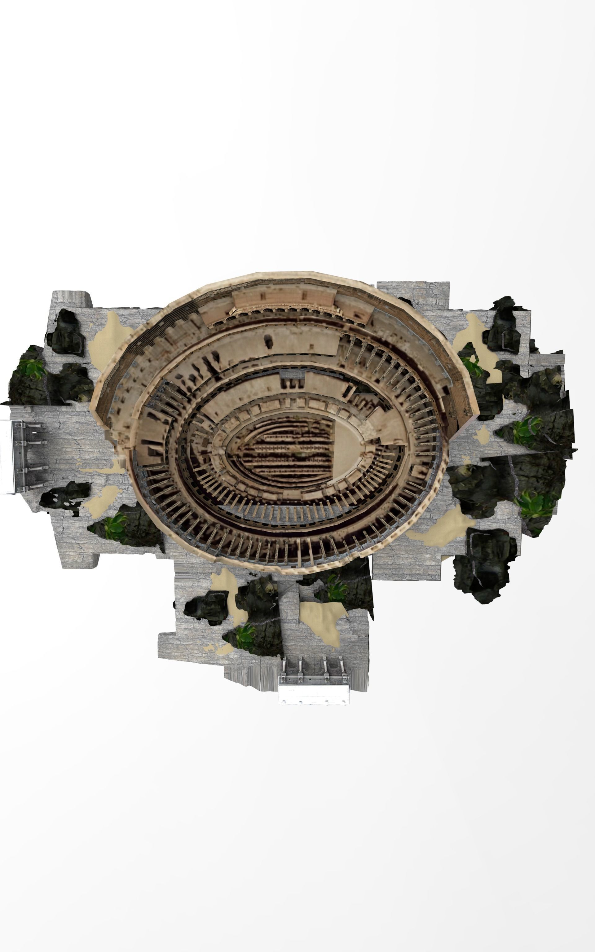 Flying island colosseum 3D model_2