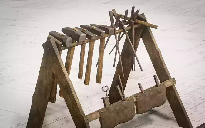 Blacksmith Tools Set Low-poly 3D model
