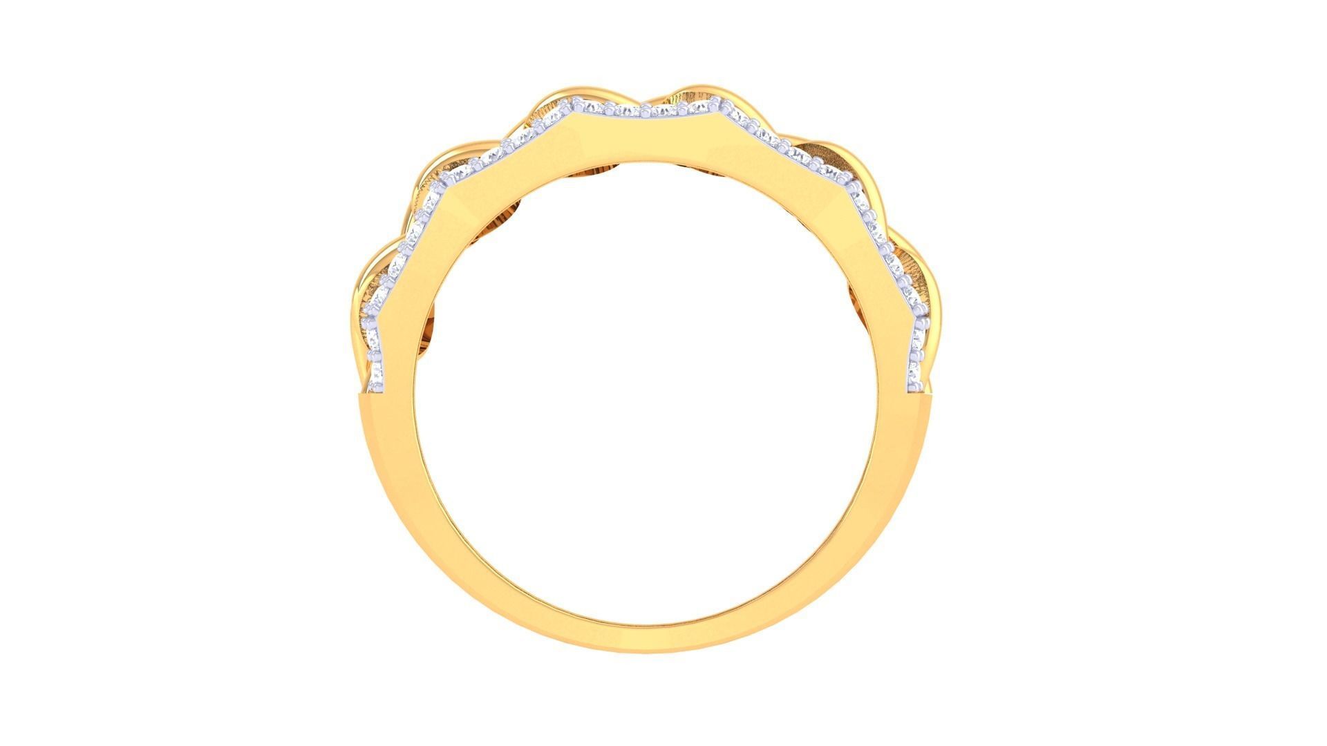 Cuban Chain Mesh Link Men Groom Gents Diamond Ring 3dm stl obj 3D print model_9