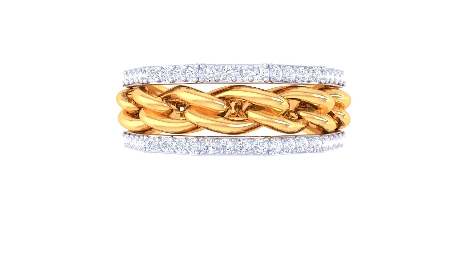 Cuban Chain Mesh Link Men Groom Gents Diamond Ring 3dm stl obj 3D print model_6