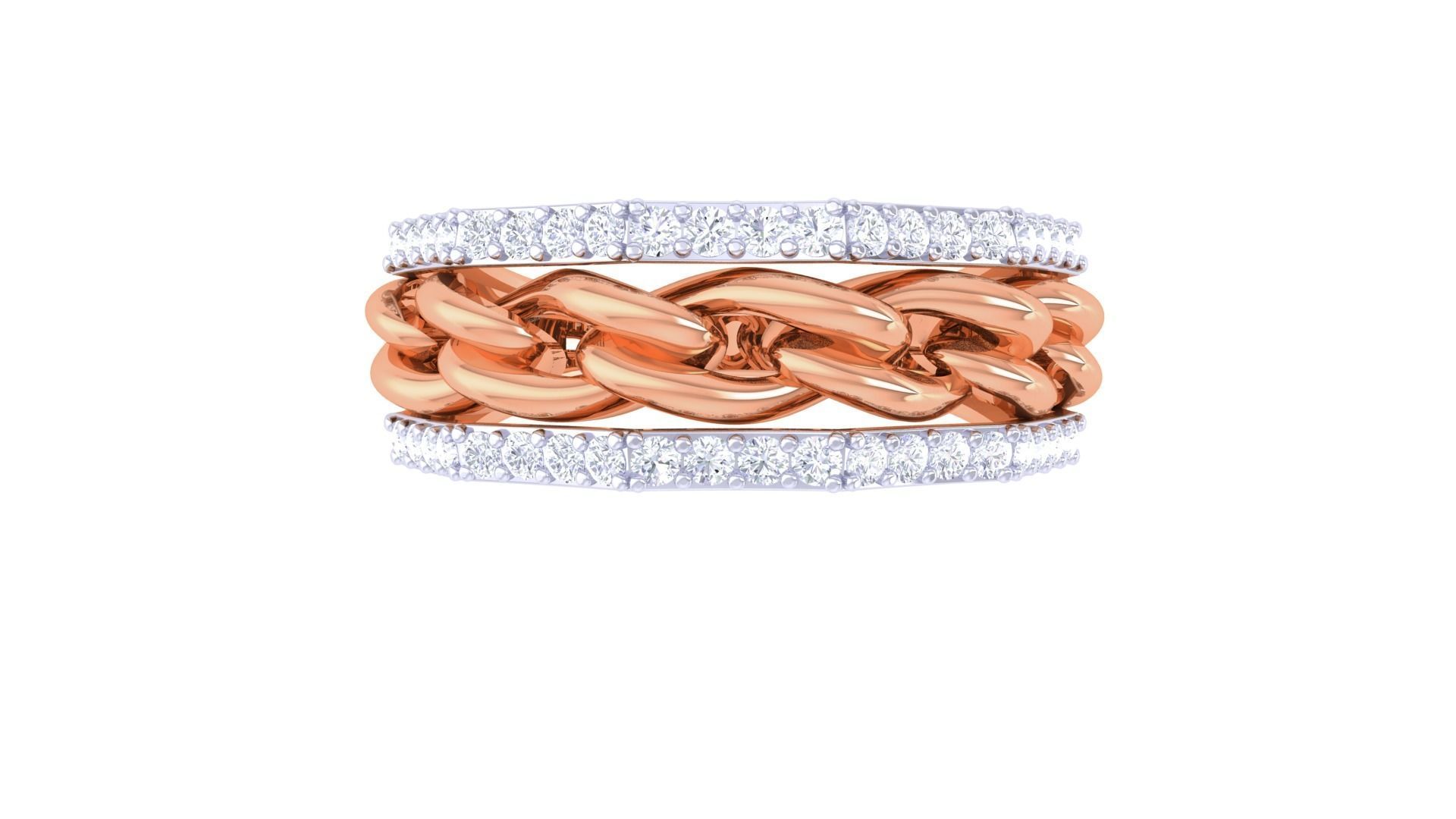 Cuban Chain Mesh Link Men Groom Gents Diamond Ring 3dm stl obj 3D print model_8