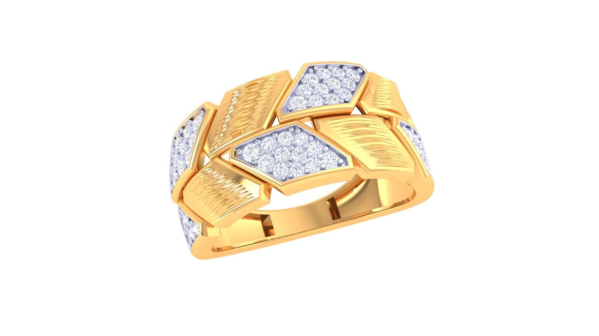 Chain Men Groom Gents Diamond Ring 3dm stl obj mtl 3mf glb 3D print model_2