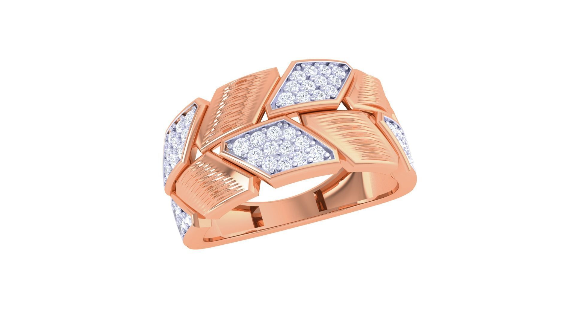 Chain Men Groom Gents Diamond Ring 3dm stl obj mtl 3mf glb 3D print model_5