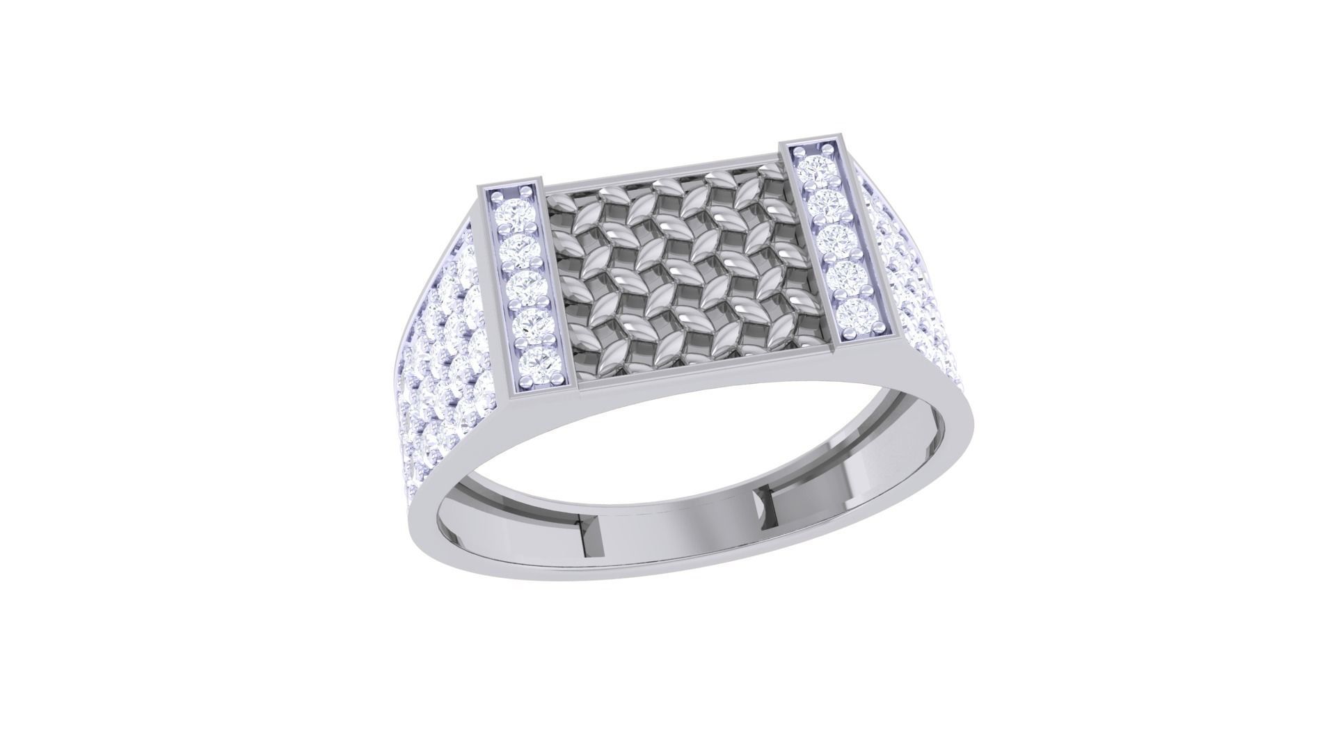 Men Groom Gents Diamond Ring 3dm stl obj mtl 3mf glb 3D print model_1