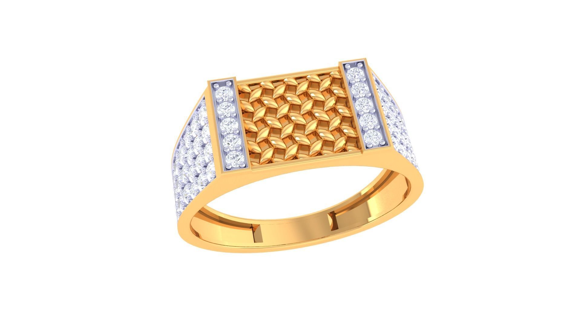 Men Groom Gents Diamond Ring 3dm stl obj mtl 3mf glb 3D print model_5